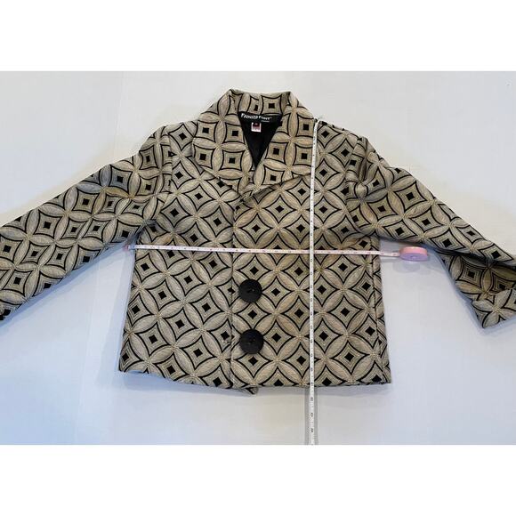 VTG Painted Pony Black & Gold Linen Blend Jacket, Tapestry, Jacquard, SP - Picture 11 of 14